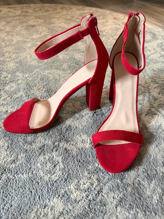 Charlotte Russe Shoes - Charlotte Russe Red Ankle-Strap Block Heel Sandals